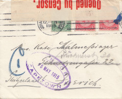 South Africa 1915: Johannesburg Via Capetown, Censor, To Zürich/Switzerland - Sonstige & Ohne Zuordnung