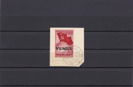 Litauen: MiNr. 17 IV, Gestempelt, Linker Bogenrand, Briefstück Vilnius - Besetzungen 1938-45