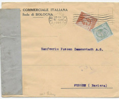 Bologna 1920 Nach Füssen, Perfin, Brief Geöffnet - Zonder Classificatie