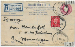 Registered Buckfastleigh, 11.8.1939 Nach Memmingen, Devisenüberwachung München - Altri & Non Classificati