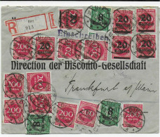 Einschreiben Diez Nach Frankfurt, Rücks. Bahnpoststempel, 18.9.23 - Brieven En Documenten