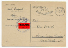 Feldpostkarte Allenstein 1942, Reserve Lazarett Mit Eindruck, Nach Memmingen - Feldpost 2e Wereldoorlog