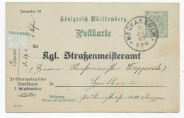 Ganzsache DBP55 Neckarsulm An Straßenmeisteramt In Heilbronn 1897, Urlaubsantrag - Storia Postale