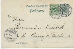 Postkarte Mehlis Nach Chaux-de-Fons/Schweiz, 1898 - Cartas & Documentos
