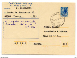 C.P. Siracusana Lire 60 N. C 177 Viaggiata In Tariffa Ridotta - Stamped Stationery