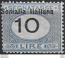 1926 Somalia Segnatasse Lire 10 Variety MNH Sassone N. 51b - Somalië