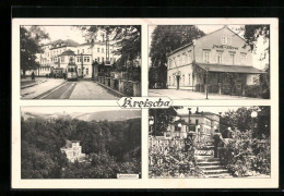 AK Kreischa, Park-Hotel, Gemeindeamt Und Strassenbahn  - Kreischa