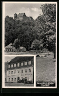 AK Bärenstein I. Erzgeb., Partie Am Gasthof Und Fleischerei Stadt Bärenstein, Blick Hoch Zum Schloss  - Bärenstein