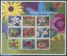 Congo Dem. Republic, (zaire) 2001 Buuterflies & Flowers 9v M/s, Mint NH, Nature - Butterflies - Flowers & Plants - Ins.. - Other & Unclassified