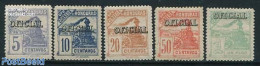 Honduras 1898 OFICIAL Overprints 5v, Mint NH, Transport - Railways - Trains
