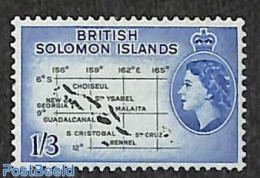 Solomon Islands 1956 1/3Sh, Stamp Out Of Set, Mint NH, Various - Maps - Geography