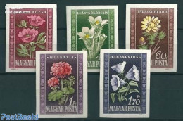 Hungary 1950 Flowers 5v, Imperforated, Mint NH, Nature - Flowers & Plants - Unused Stamps