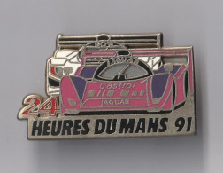 PIN'S THEME 24 H DU MANS 91  VOITURE  PEUGEOT 905 JAGUAR   DOUBLE ATTACHE - Peugeot