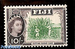 Fiji 1959 10/-, WM4, Sugar Cane, Stamp Out Of Set, Mint NH, Various - Agriculture - Agricoltura