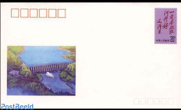 China People’s Republic 1990 Envelope, Huai River Dam, Unused Postal Stationary, Nature - Water, Dams & Falls - Storia Postale