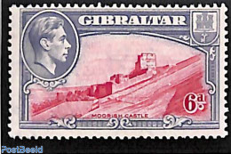 Gibraltar 1938 6p, Perf. 13.5, Stamp Out Of Set, Unused (hinged), Art - Castles & Fortifications - Schlösser U. Burgen