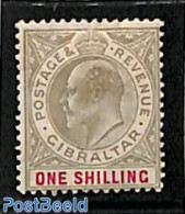 Gibraltar 1903 1sh, WM Crown-CA, Stamp Out Of Set, Unused (hinged) - Gibraltar