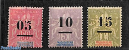 Madagascar 1902 Overprints 3v, Unused (hinged) - Other & Unclassified