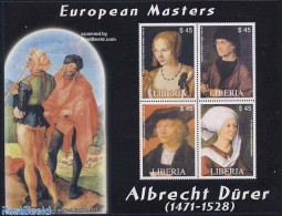 Liberia 2003 Durer Paintings 4v M/s, Portrait Of A Young Woman, Mint NH, Art - Dürer, Albrecht - Paintings - Other & Unclassified