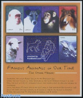 Liberia 2001 Famous Animals 6v M/s, Albino Gorilla, Mint NH, Nature - Performance Art - Animals (others & Mixed) - Dog.. - Film