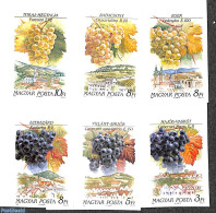 Hungary 1990 Wine 6v Imperforated, Mint NH, Nature - Fruit - Wine & Winery - Ongebruikt