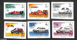 Hungary 1986 Automobile Centenary 6v Imperforated, Mint NH, Sport - Transport - Autosports - Automobiles - Ferrari - Unused Stamps