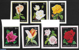 Hungary 1982 Roses 7v Imperforated, Mint NH, Nature - Flowers & Plants - Roses - Ungebraucht