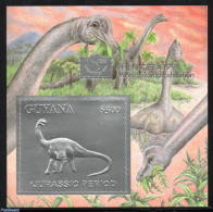 Guyana 1994 Apatosaurus S/s, Silver, Mint NH, Nature - Prehistoric Animals - Prehistorics