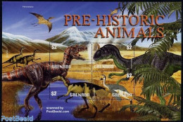 Grenada 2003 Preh. Animals 4v M/s, Allosaurus, Mint NH, Nature - Prehistoric Animals - Préhistoriques