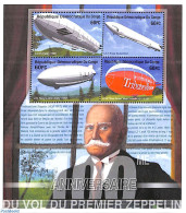 Congo Dem. Republic, (zaire) 2001 Zeppelin 4v M/s, Mint NH, Transport - Zeppelins - Zeppelin