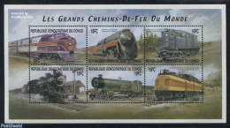 Congo Dem. Republic, (zaire) 2001 Locomotives 6v M/s (6x10FC), Mint NH, Transport - Railways - Trains