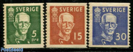 Sweden 1938 King Gustav V Anniversary 3v, Mint NH, History - Kings & Queens (Royalty) - Ongebruikt