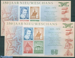Netherlands, Memorial Stamps 1978 350 Years Nieuweschans 2 S/s, Mint NH, Religion - Churches, Temples, Mosques, Synago.. - Eglises Et Cathédrales