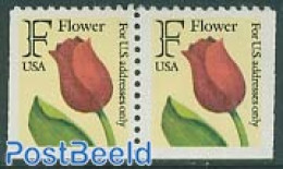 United States Of America 1991 Tulip Bottom Booklet Pair Perf. 11, Mint NH, Nature - Flowers & Plants - Unused Stamps
