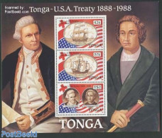 Tonga 1988 US Friendship S/s, Mint NH, History - Transport - Explorers - Ships And Boats - Onderzoekers