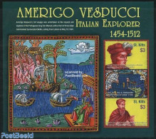 Saint Kitts/Nevis 2002 Amerigo Vespucci 3v M/s, Mint NH, History - Various - Explorers - Maps - Esploratori