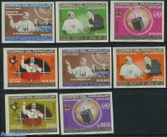 Paraguay 1965 UNO Visit Of Pope 8v Imperforated, Mint NH, History - Religion - United Nations - Pope - Religion - Popes