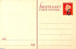 Netherlands 1951 Postcard. Overprint 6 @12.5c, Unused Postal Stationary - Brieven En Documenten