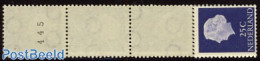 Netherlands 1954 25c Blue, Normal Paper, Strip Of 5, Mint NH - Nuovi