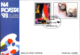 Malta 1993 Postcard, Europa, Naposta, Unused Postal Stationary, History - Europa (cept) - Art - Modern Art (1850-prese.. - Malte