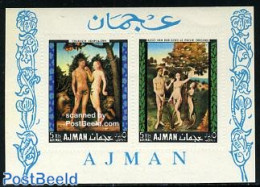 Ajman 1968 Adam & Eve Paintings S/s (with Embossed Perforation), Mint NH, Art - Paintings - Ajman
