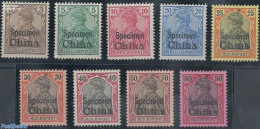 China (before 1949) 1901 German Post, Overprints 9v, SPECIMEN, Unused (hinged) - Deutsche Post In China