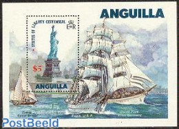 Anguilla 1985 Statue Of Liberty S/s, Mint NH, Transport - Ships And Boats - Art - Sculpture - Schiffe
