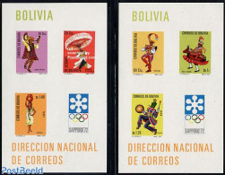 Bolivia 1972 Folk Dance 2 S/s, Mint NH, Performance Art - Sport - Various - Dance & Ballet - Olympic Winter Games - Fo.. - Danza