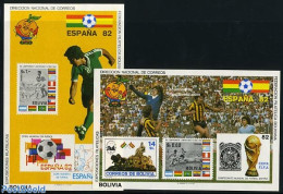Bolivia 1981 World Cup Football 2 S/s, Mint NH, Sport - Football - Stamps On Stamps - Sellos Sobre Sellos