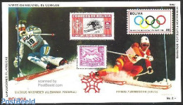 Bolivia 1987 Olympic Games Galgary S/s, Mint NH, Sport - Olympic Winter Games - Stamps On Stamps - Timbres Sur Timbres