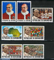 Burundi 1969 Pope Visit 7v, Mint NH, History - Religion - Various - Flags - Pope - Religion - Maps - Pausen