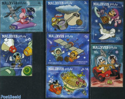 Maldives 1988 Disney In Space 7v, Mint NH, Transport - Space Exploration - Art - Disney - Disney