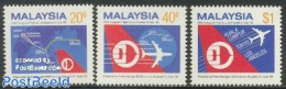 Malaysia 1986 MAS Airways 3v, Mint NH, Transport - Various - Aircraft & Aviation - Maps - Airplanes