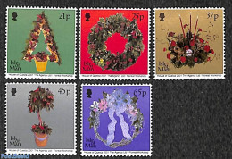 Isle Of Man 2001 Christmas 5v, Mint NH, Nature - Religion - Flowers & Plants - Christmas - Weihnachten